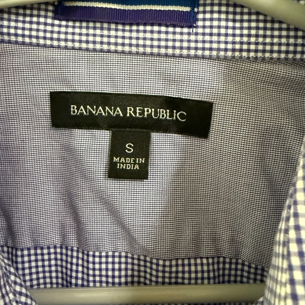 Banana Republic Blue Gingham Stretch Button-Up Shirt Men’s Small
